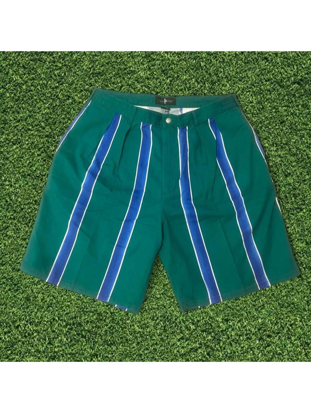 Vintage Hunt Club Green Striped Shorts – Size 36” (33)